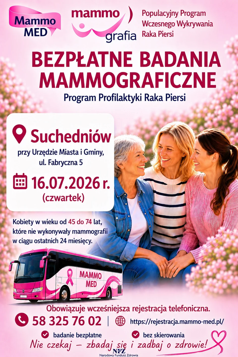 Bezpłatna mammografia w Suchedniowie – 16 lipca
